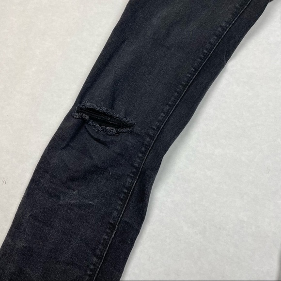 Hudson Girl's Black Skinny Jeans Size 16 Lace Hem Distressed Mid Rise Stretch - Picture 5 of 7